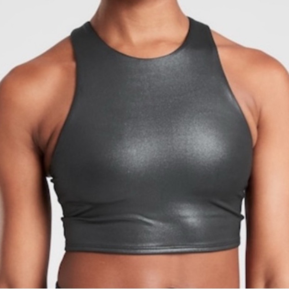 Athleta Shimmer Black Crop Top Size M